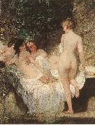 Lotz, Karoly After the Bath oil painting artist